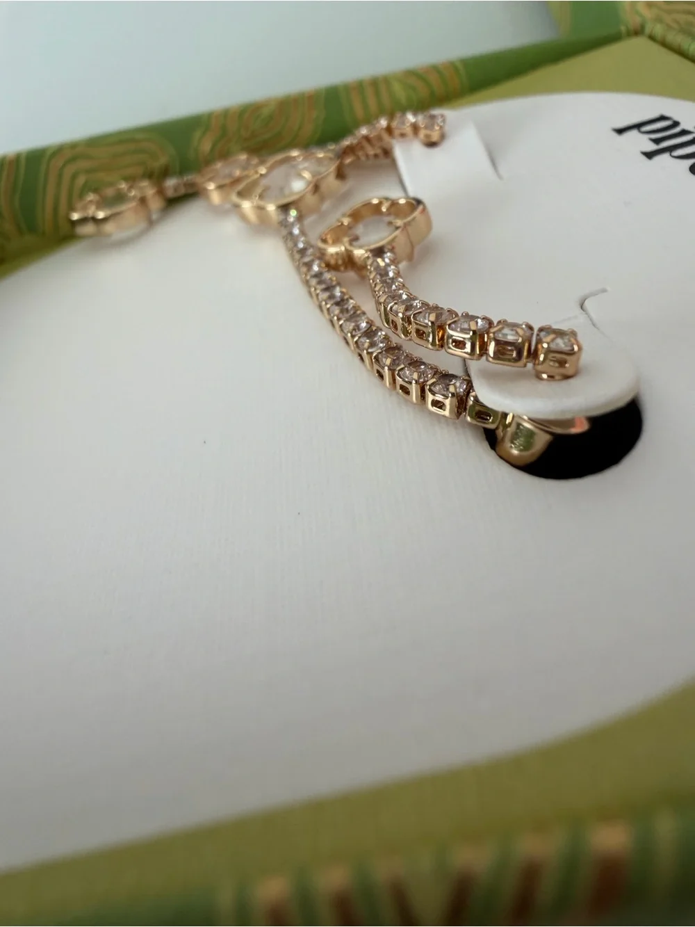 Gold Clover cubic zirconia Drop Earrings